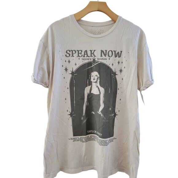 Taylor Swift Speak Now Taylor's version Tan Track list tee shirt size Large - Picture 1 of 3